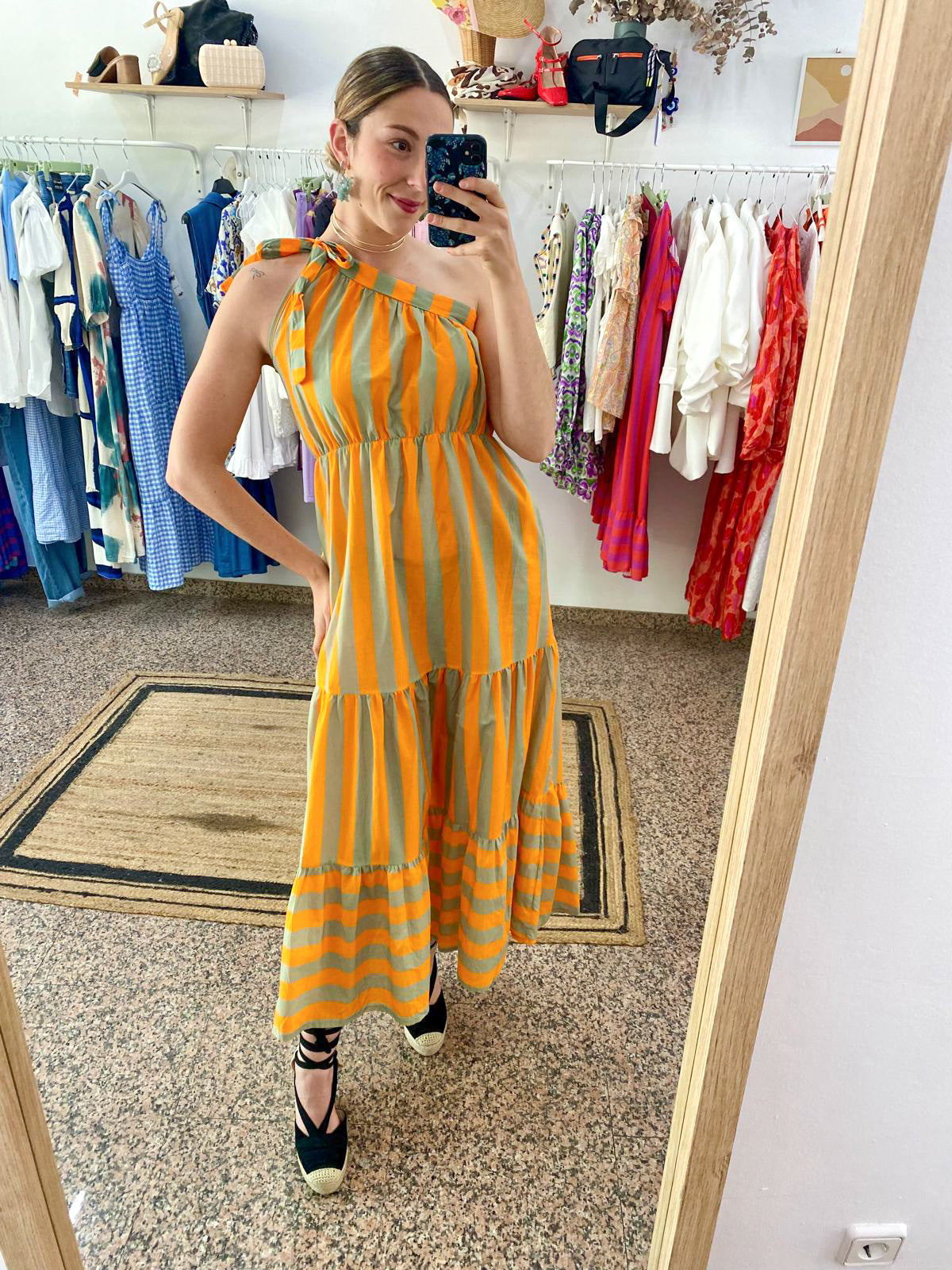 VESTIDO NARANJA RAYAS