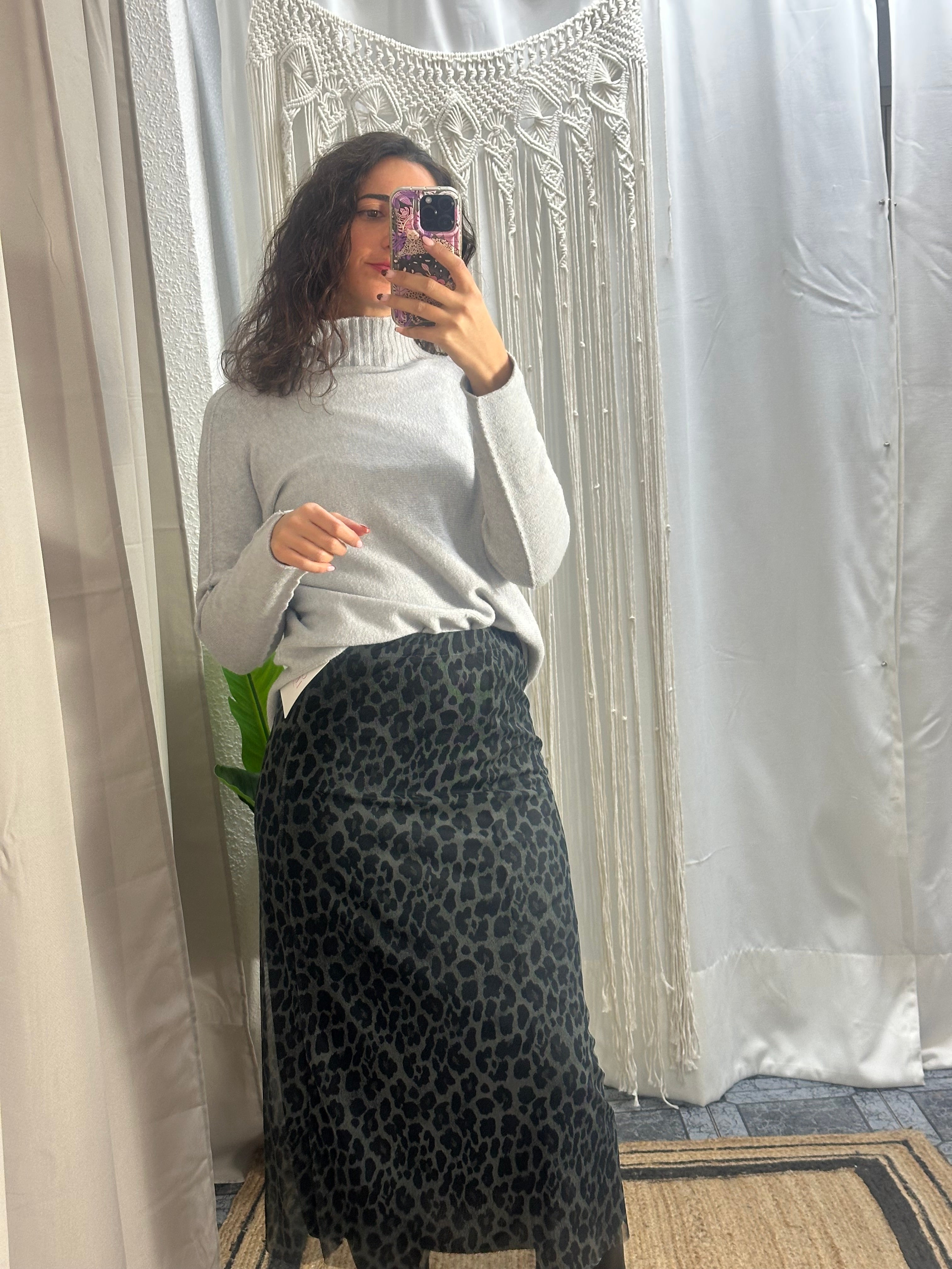 FALDA TUL MINI LEOPARDO