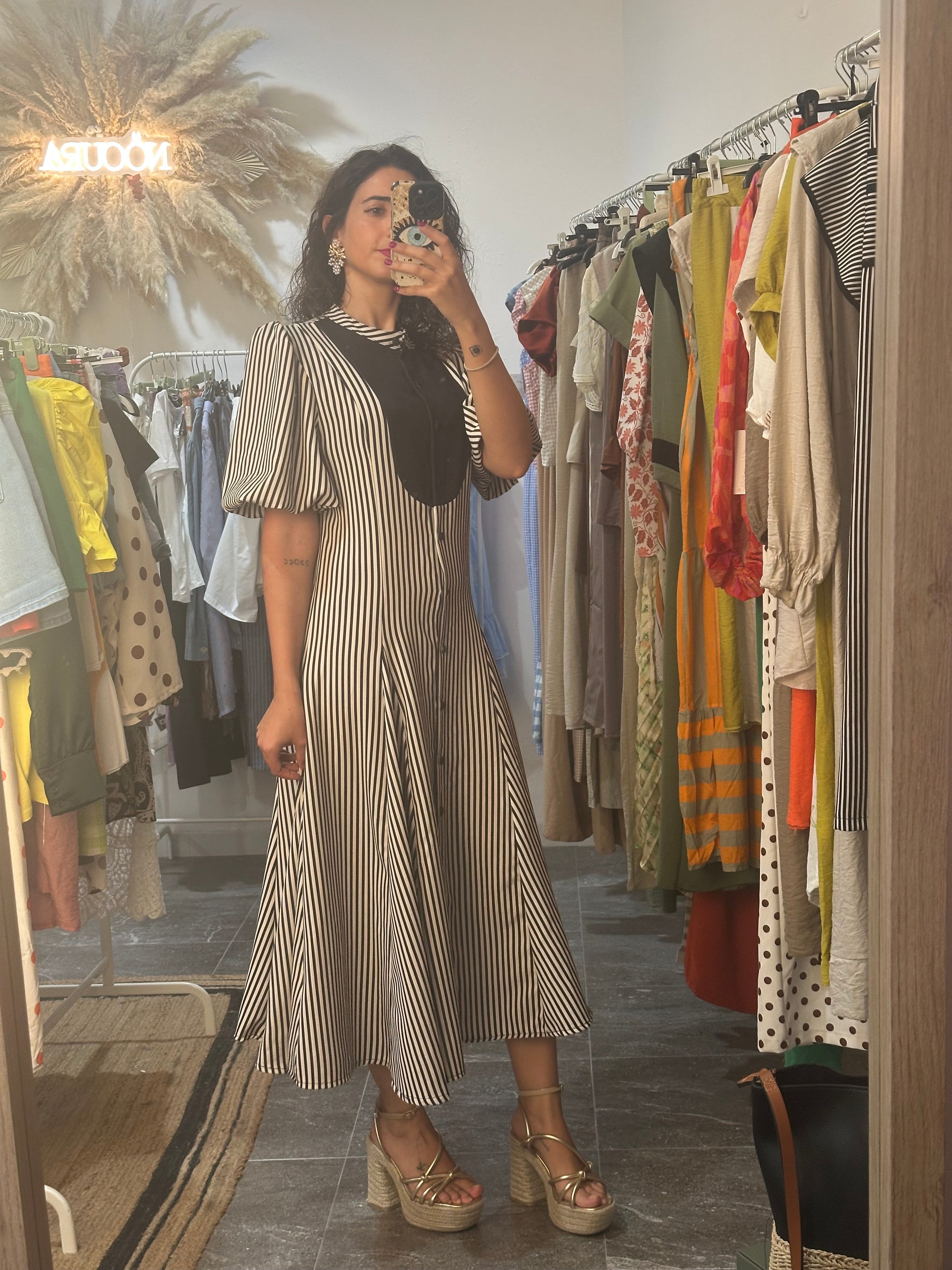 VESTIDO RAYA NEGRO