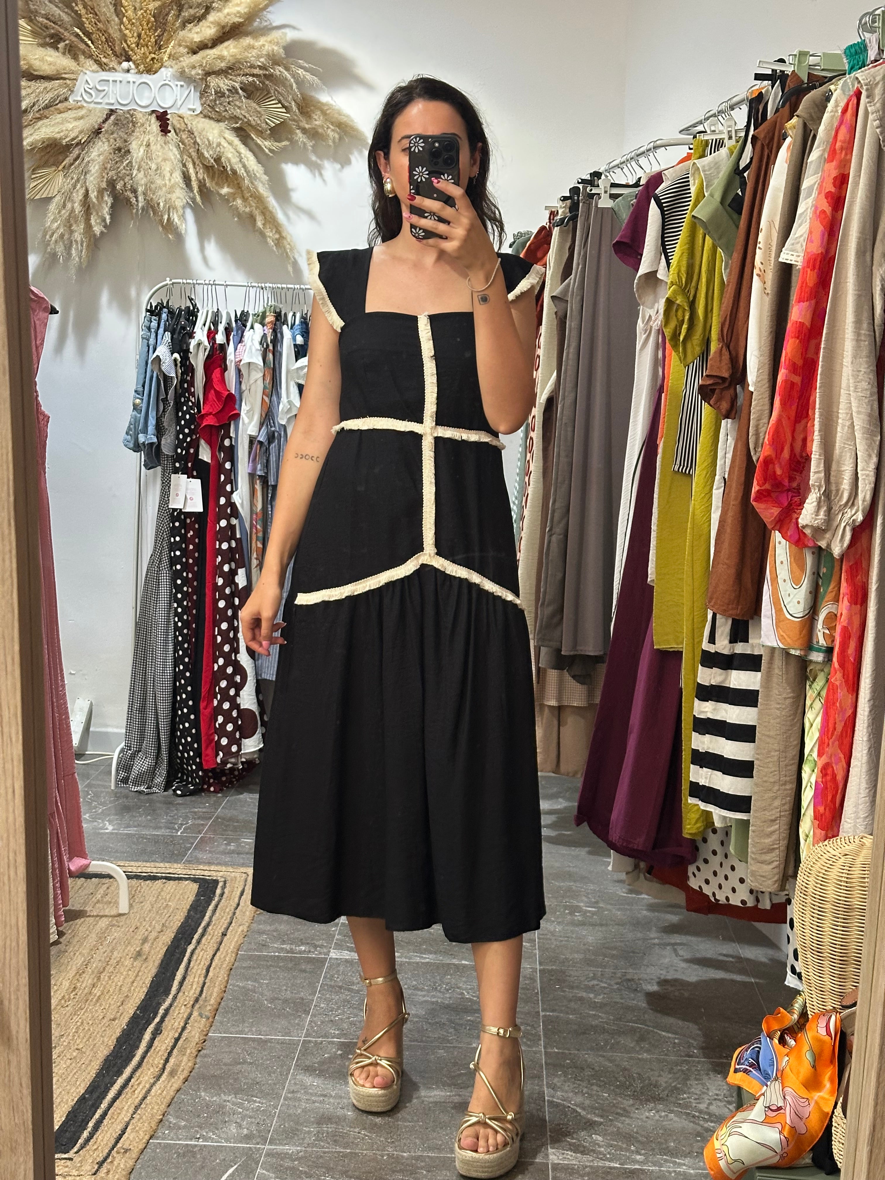 VESTIDO NEGRO FLECO